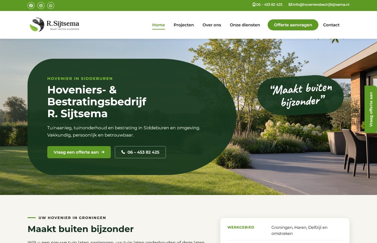 Website van Hoveniersbedrijf Sijtsema